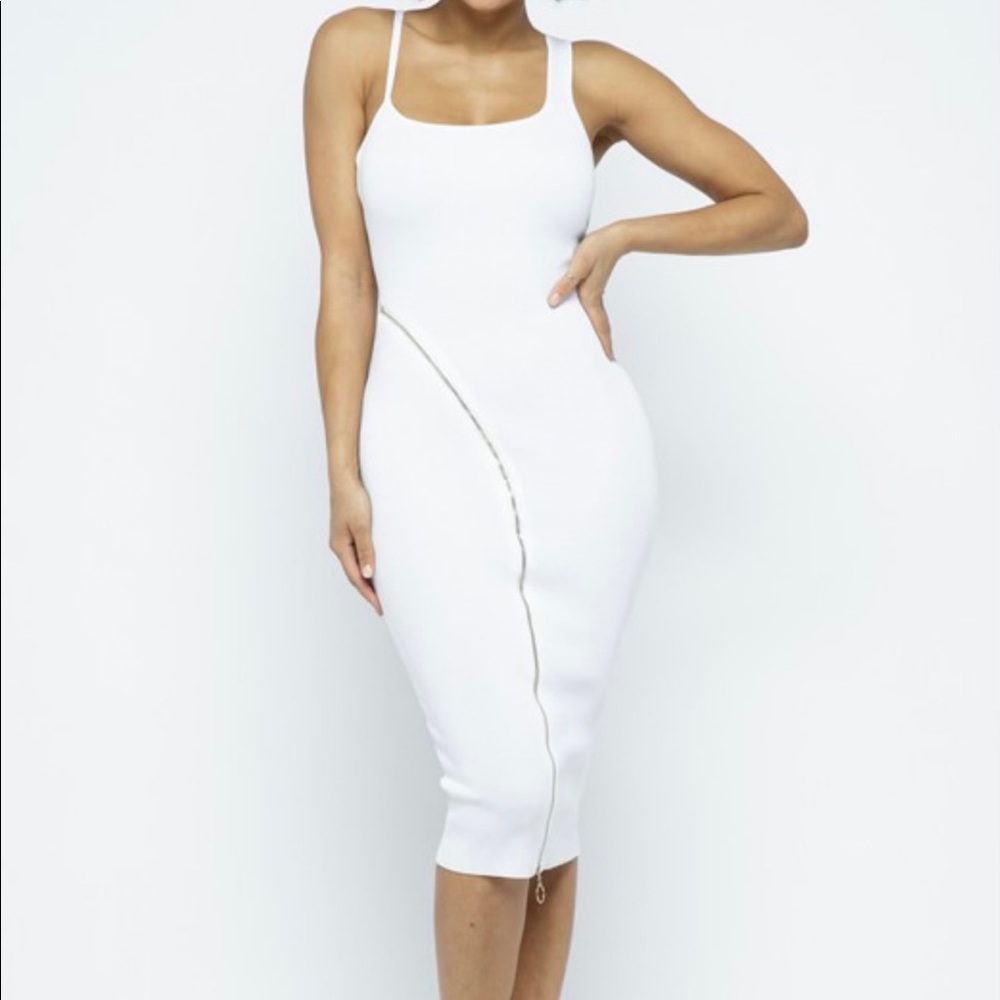 Bella Zipper Front Midi Dress